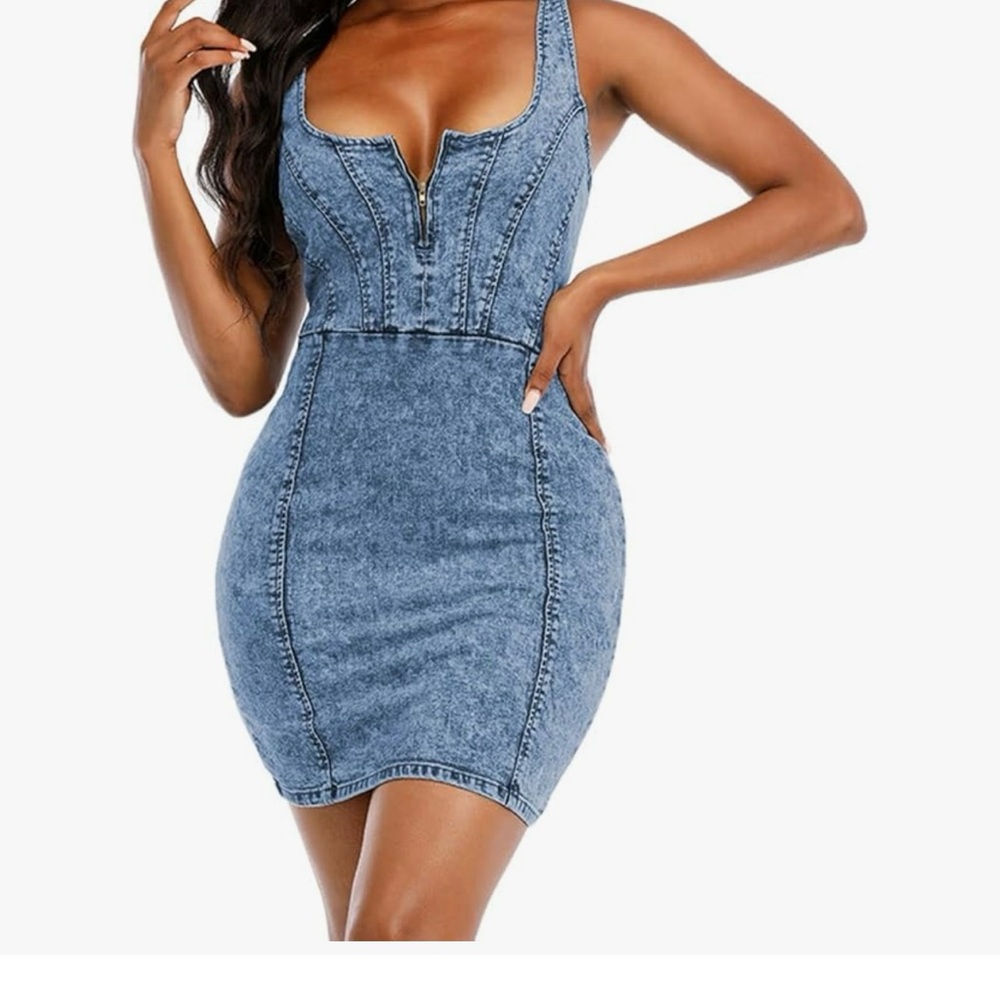 New In Bag Mini Sleeveless Denim Bodycon Dress